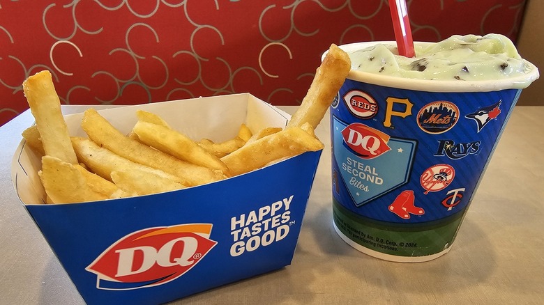 Dairy Queen blizzard and fries