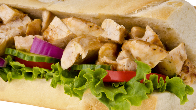 Chicken strips in a sub