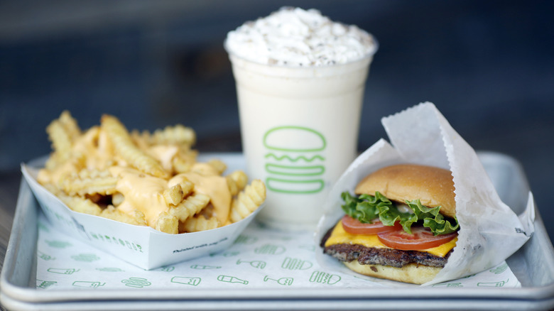 Shake Shack cheeseburger, fries, and milkshake