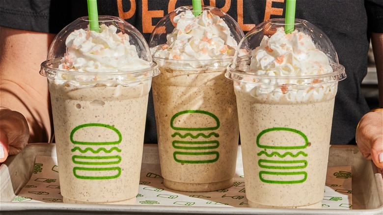 Shake Shack shakes with whipped cream and toppings