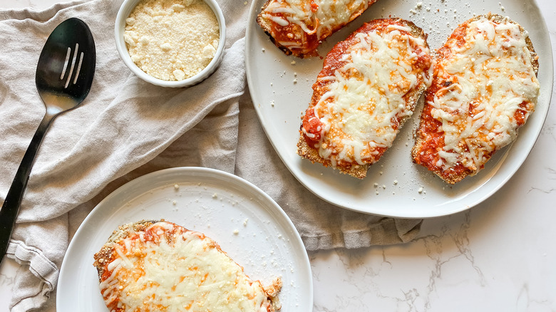 plated eggplant Parmesan