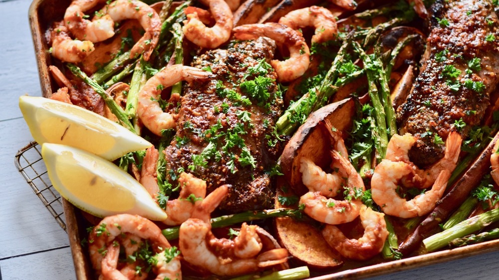 surf and turf in sheet pan