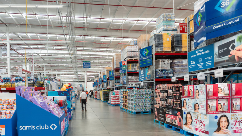 Interior of Sam's Club aisles