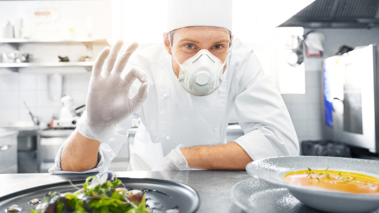 chef serving food