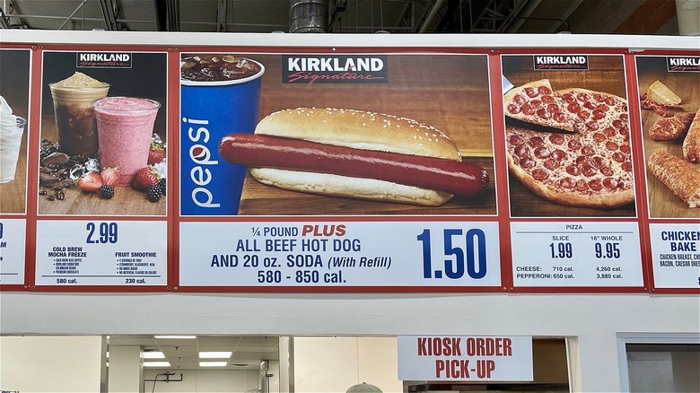 Costco hot dog menu display