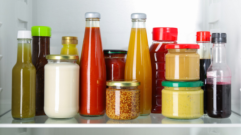 Condiments in the fridge
