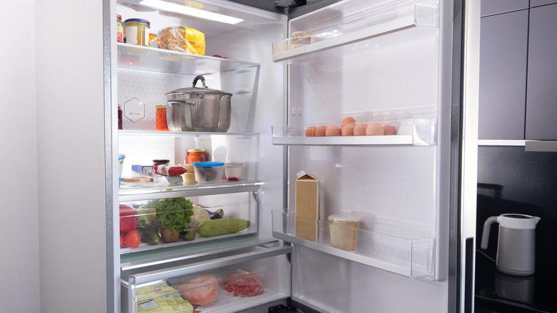 fridge with door opened