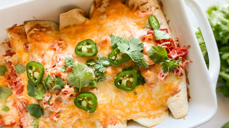 beef enchiladas in dish