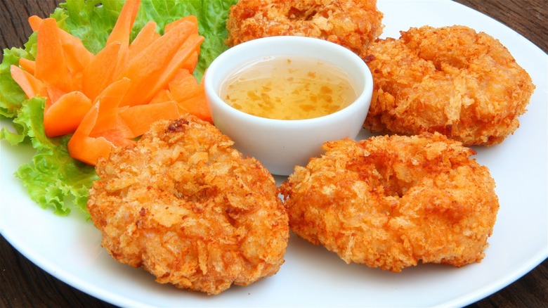 A plate of shrimp cakes.