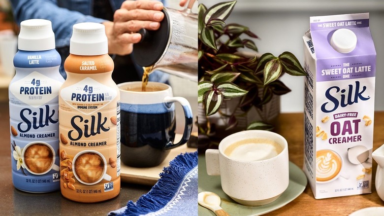 Silk non-dairy almond and oat coffee creamer