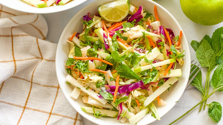 apple jicama slaw in bowl