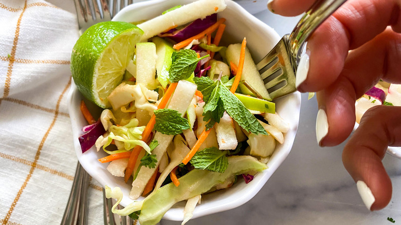 bowl of jicama slaw