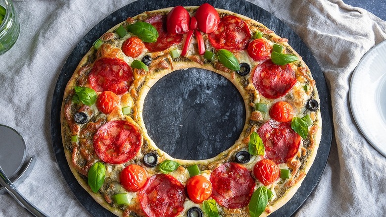 pizza shaped like a wreath