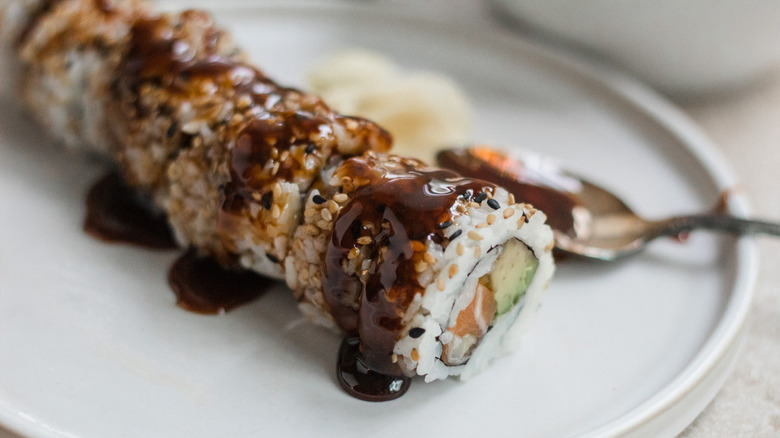 sushi roll with eel sauce