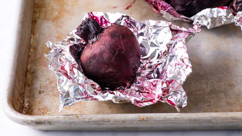 roasted beet wrapped in foil