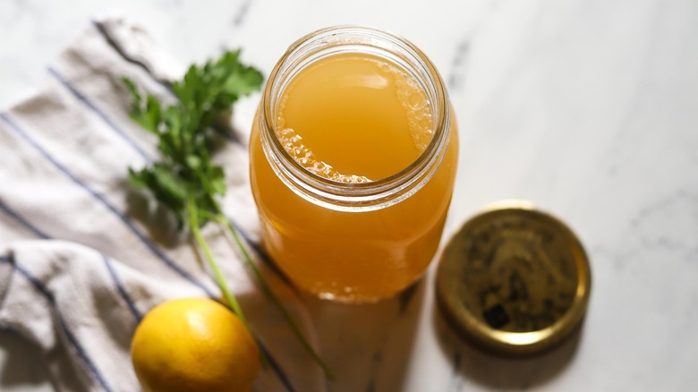 shrimp stock in jar