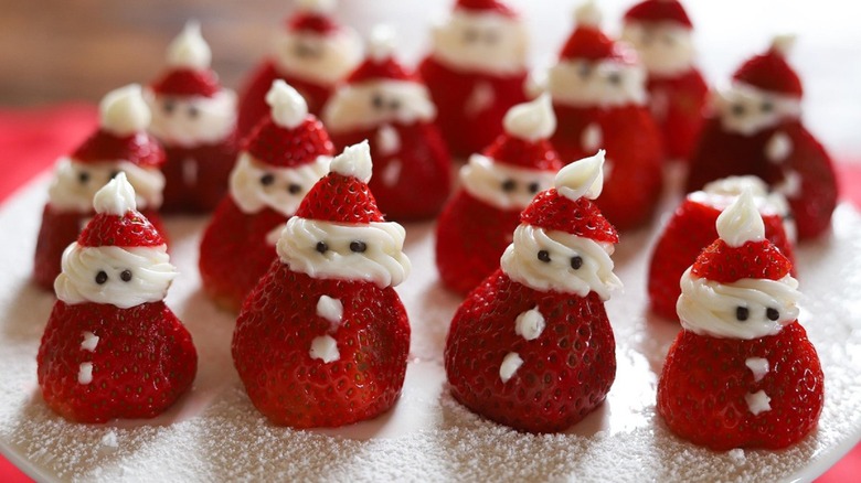 strawberry santas on plate