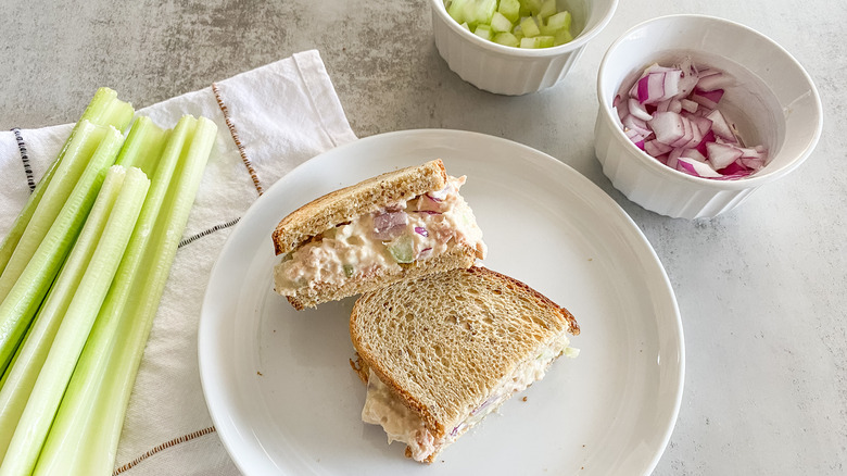 tuna salad sandwich celery onion