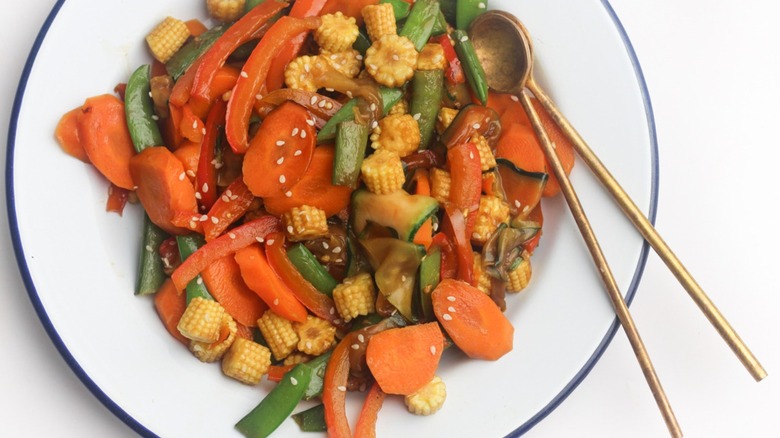 plate of stir fried vegetables