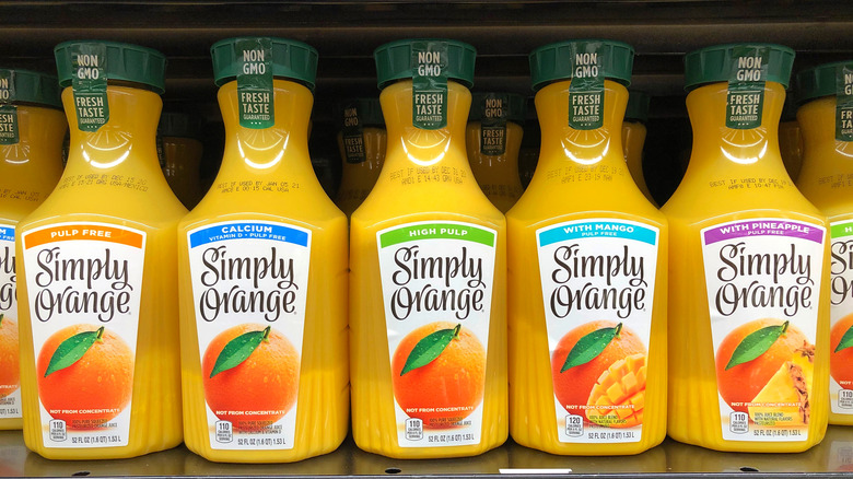 bottles of Simply Orange juice