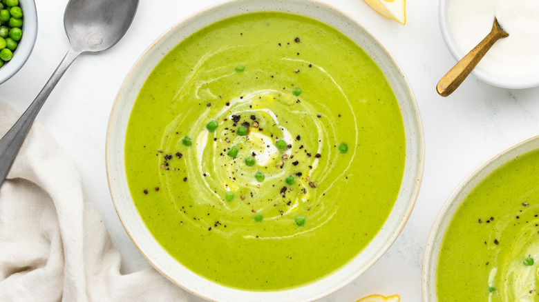 bowl of pea and mint soup