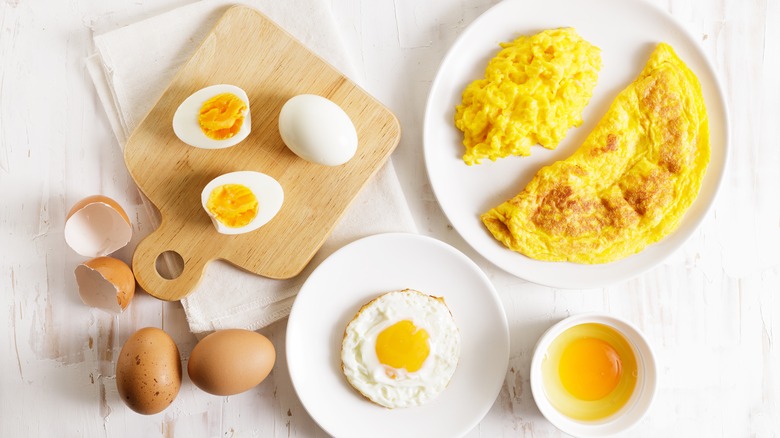 eggs cooked multiple different ways