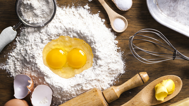 dough ingredients on table