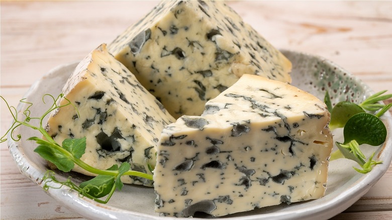 Wedges of blue cheese