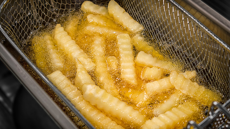French fries in deep fryer