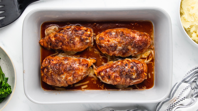 Hunter's chicken in baking dish