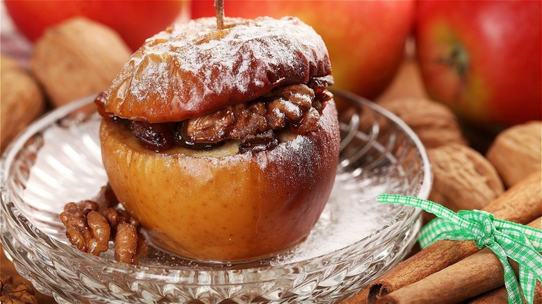 baked apple with candied pecans