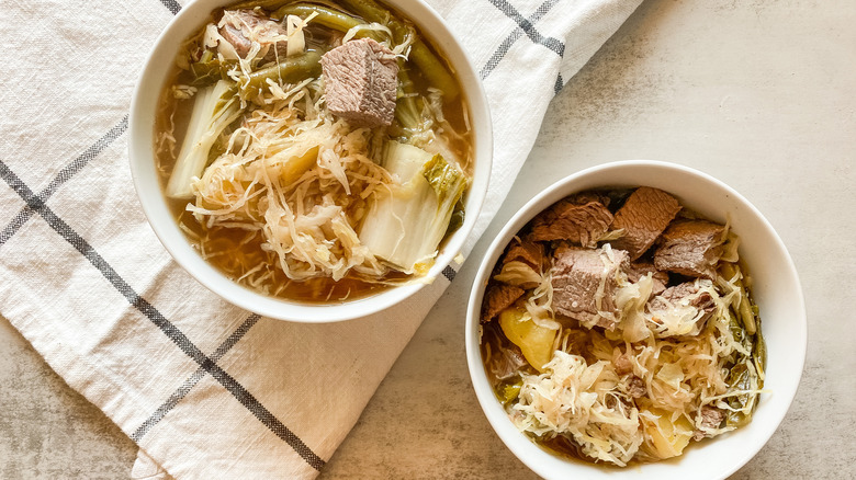 bowls of beef Sinigang