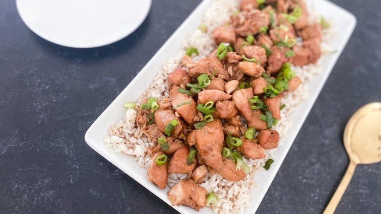 Bourbon Chicken over white rice