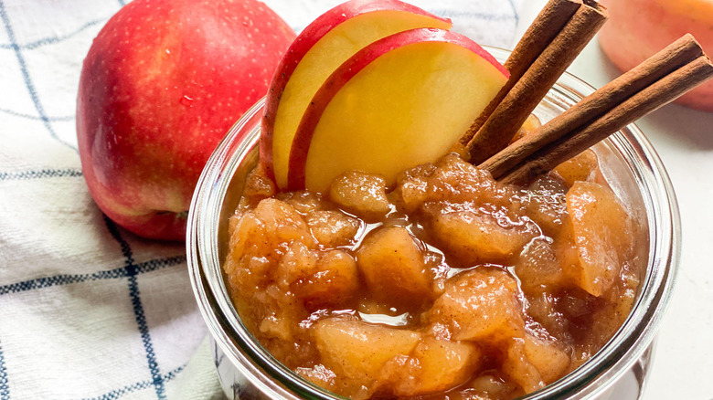 Slow Cooker Chunky Applesauce ready to enjoy