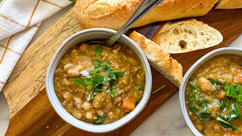 soup with parsley topping