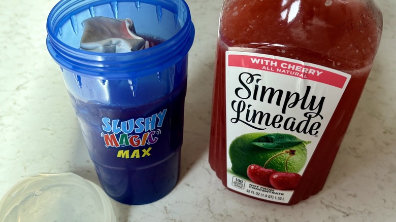 A Slushy Magic Max cup filled with cherry limeade