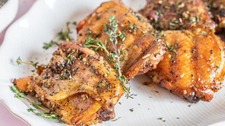 Smoked Chicken Thighs with herbs