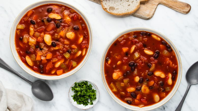 bowls of bean soup