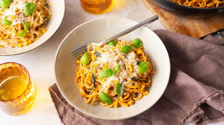 pasta with cheese and basil