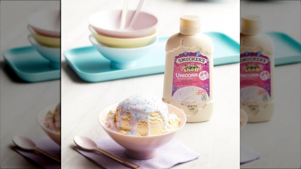 New Smuckers ice cream topping with ice cream