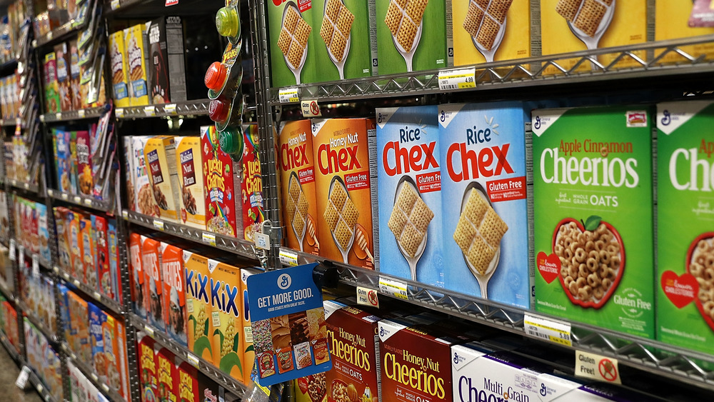 Cereal aisle at grocery store