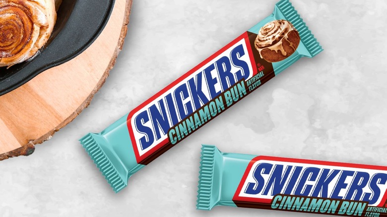 New Snickers bar on a white counter