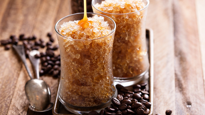 Shaved-ice coffee with caramel