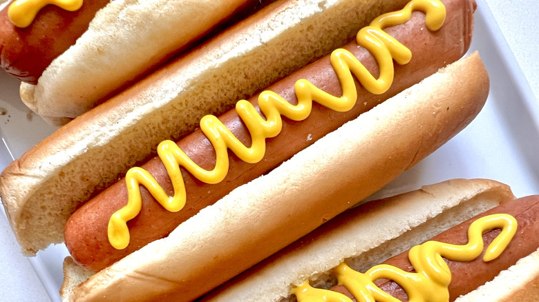 Hot dogs with mustard