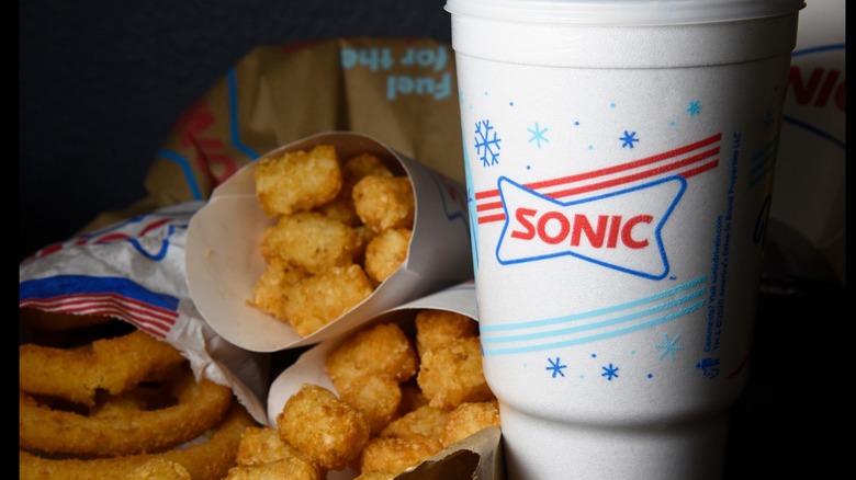 Sonic drink and tater tots