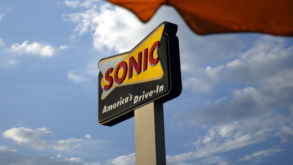 Sonic sign with clouds