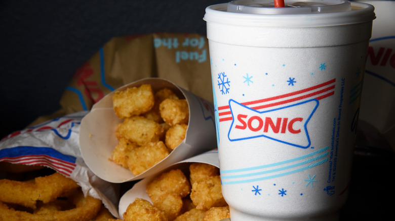 Sonic drink and tater tots