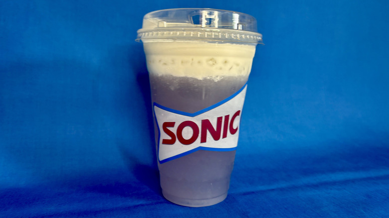 Sonic blueberry lavender sweet topped lemonade blue background