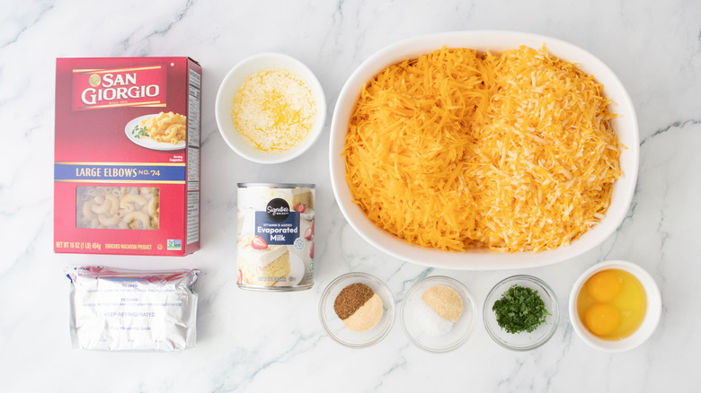 Ingredients for Southern baked mac and cheese