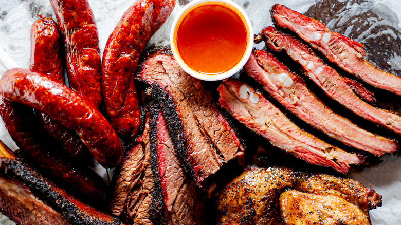 platter of barbecue meats